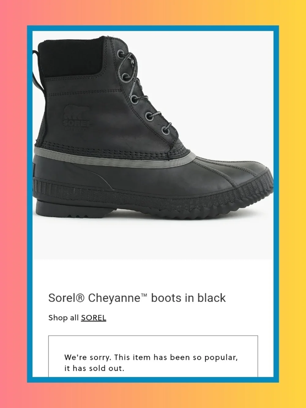 Mens Sorel Cheyanne II Black Waterproof Insulated Winter Snow Rain Duck Boots 11